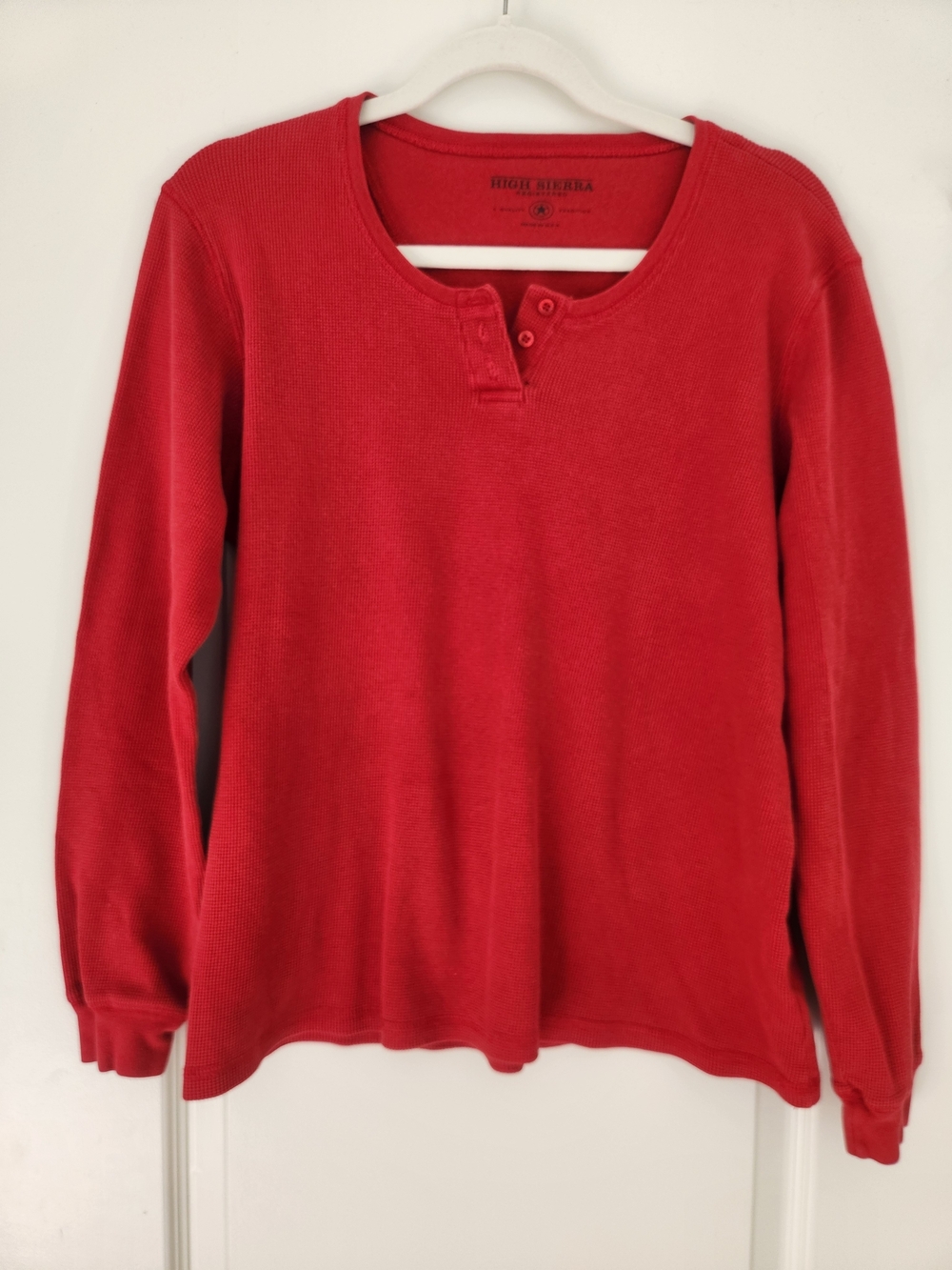 High Sierra Vintage Y2K Red Crewneck Henley Long Sleeve Shirt L unisex